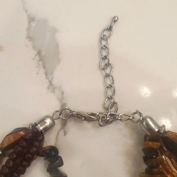 Vintage Tigers Eye Gemstone, Glass and Acrylic Handmade Statement Necklace - Picture 6 of 12